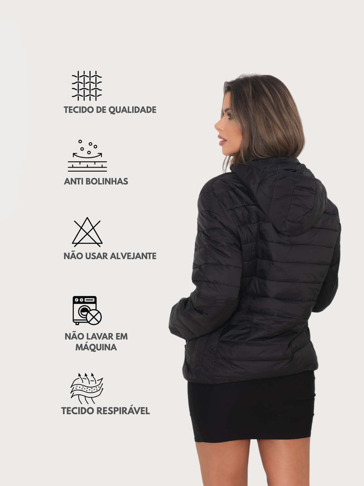 Bobojaco Women'S Basic Black Waterproof Puffer Jacket